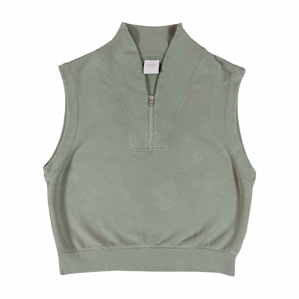 Varley DoubleSoft Loretta 1/4 Zip Mock Neck Cropped Pullover Green XL